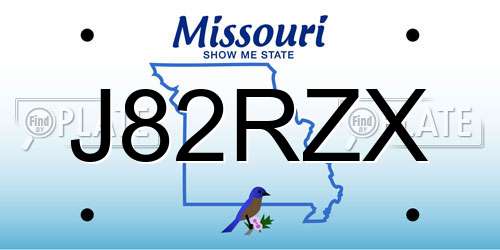 J82RZX Missouri License Plate