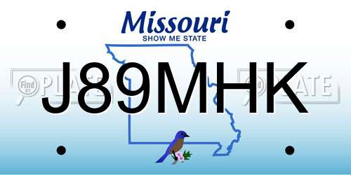 J89MHK Missouri License Plate