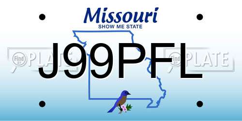 J99PFL Missouri License Plate