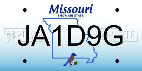 JA1D9G Missouri License Plate