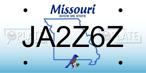 JA2Z6Z Missouri License Plate