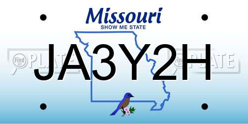 JA3Y2H Missouri License Plate
