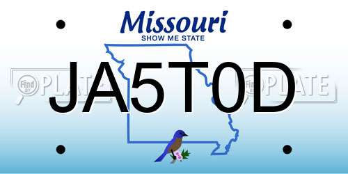 JA5T0D Missouri License Plate