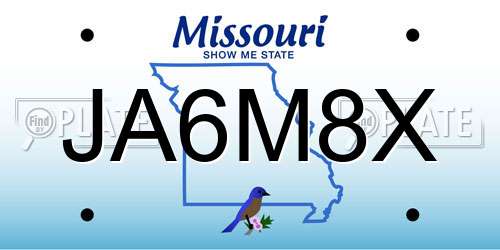 JA6M8X Missouri License Plate