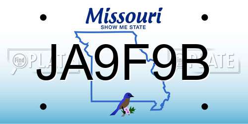 JA9F9B Missouri License Plate