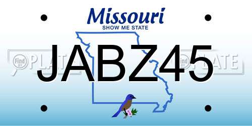 JABZ45 Missouri License Plate