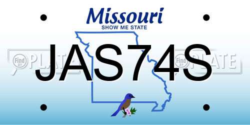 JAS74S Missouri License Plate