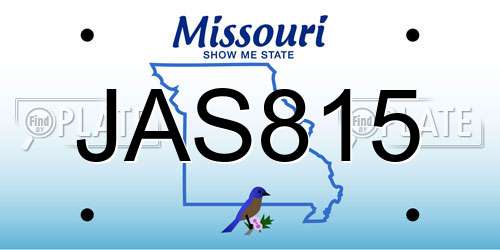 JAS815 Missouri License Plate