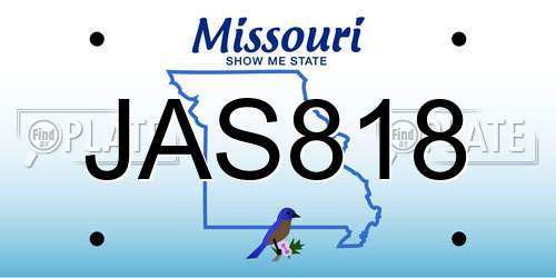 JAS818 Missouri License Plate