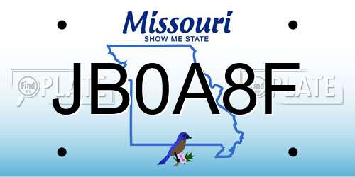 JB0A8F Missouri License Plate