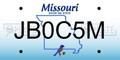 JB0C5M Missouri License Plate