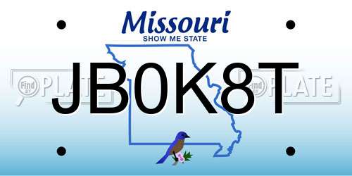 JB0K8T Missouri License Plate