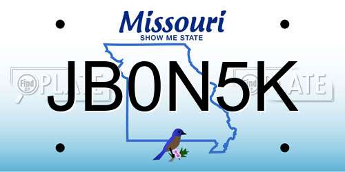 JB0N5K Missouri License Plate