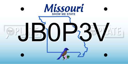 JB0P3V Missouri License Plate