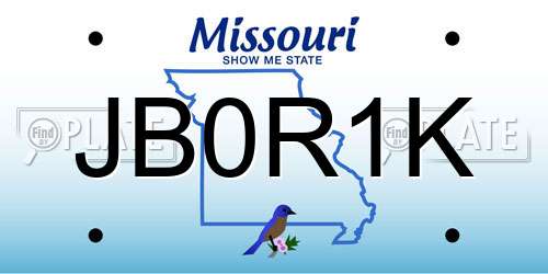 JB0R1K Missouri License Plate