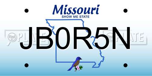 JB0R5N Missouri License Plate