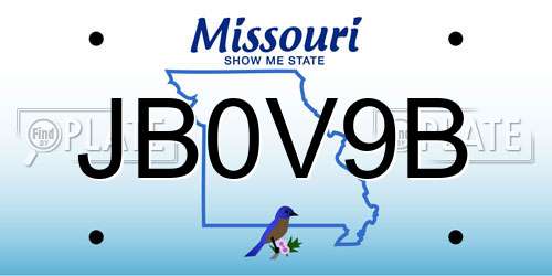 JB0V9B Missouri License Plate