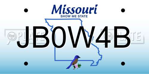JB0W4B Missouri License Plate