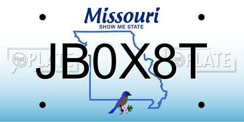 JB0X8T Missouri License Plate