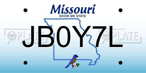 JB0Y7L Missouri License Plate