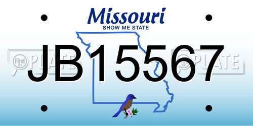 JB15567 Missouri License Plate