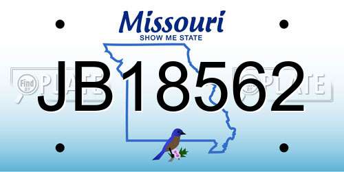 JB18562 Missouri License Plate