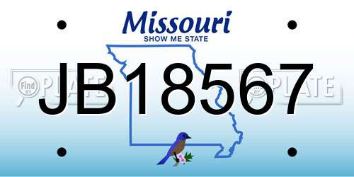 JB18567 Missouri License Plate