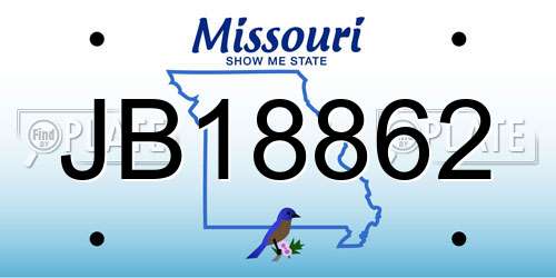 JB18862 Missouri License Plate