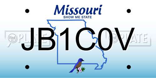 JB1C0V Missouri License Plate