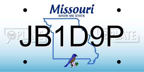 JB1D9P Missouri License Plate
