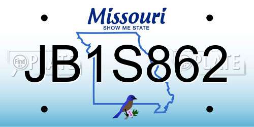 JB1S862 Missouri License Plate