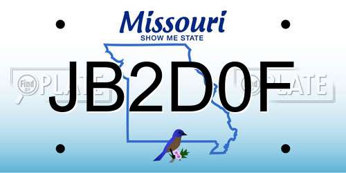 JB2D0F Missouri License Plate