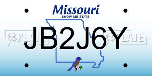 JB2J6Y Missouri License Plate