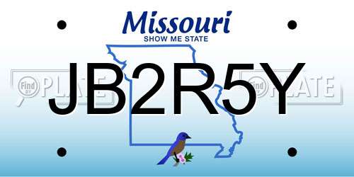 JB2R5Y Missouri License Plate