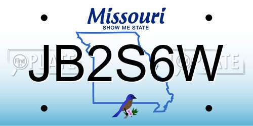 JB2S6W Missouri License Plate
