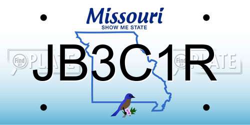 JB3C1R Missouri License Plate