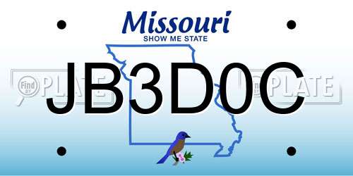 JB3D0C Missouri License Plate