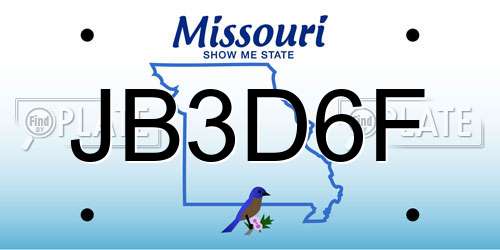 JB3D6F Missouri License Plate