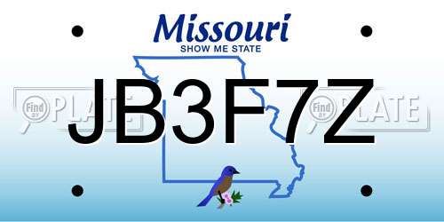 JB3F7Z Missouri License Plate