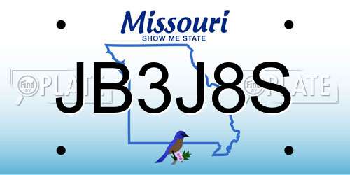 JB3J8S Missouri License Plate