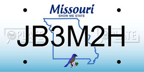 JB3M2H Missouri License Plate