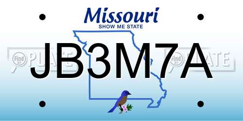 JB3M7A Missouri License Plate