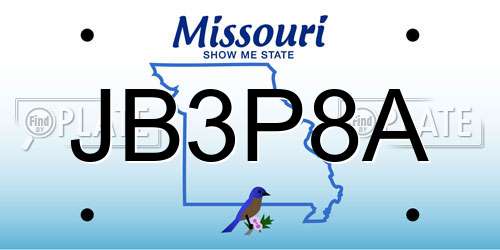 JB3P8A Missouri License Plate