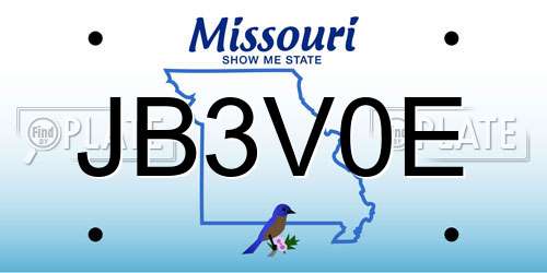 JB3V0E Missouri License Plate