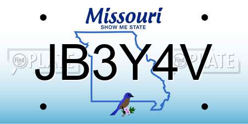 JB3Y4V Missouri License Plate