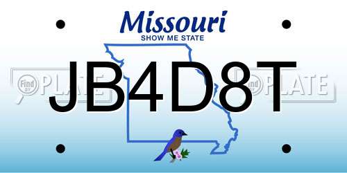 JB4D8T Missouri License Plate