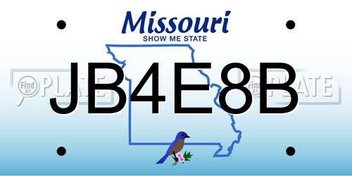 JB4E8B Missouri License Plate