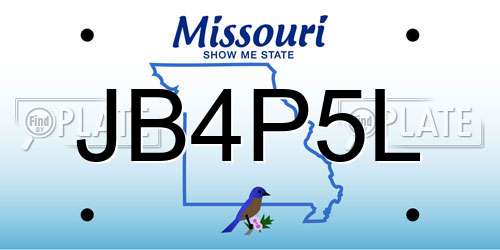 JB4P5L Missouri License Plate