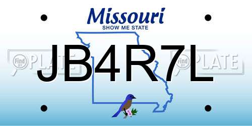 JB4R7L Missouri License Plate