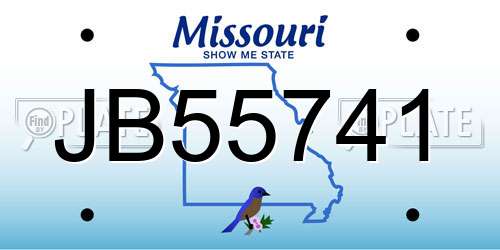 JB55741 Missouri License Plate